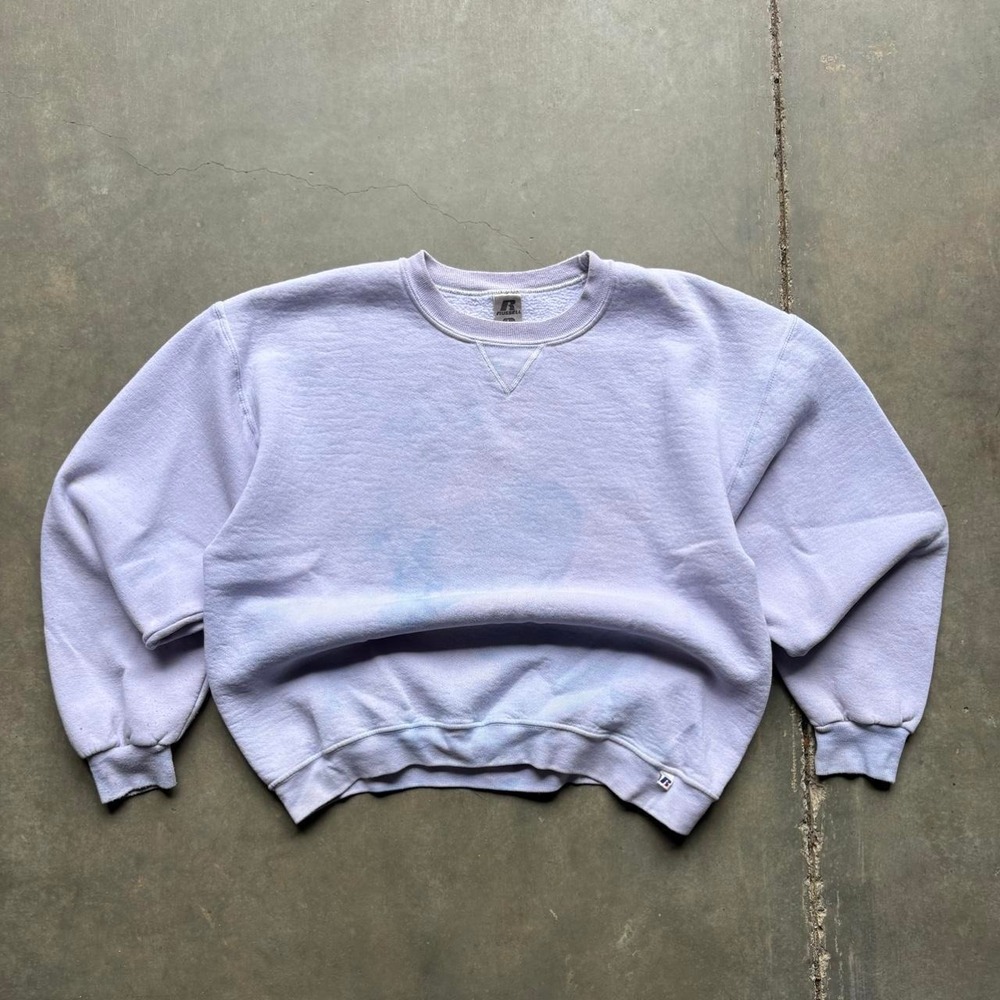Y2K Vintage Faded Lavender Russell Athletics Boxy Crewneck